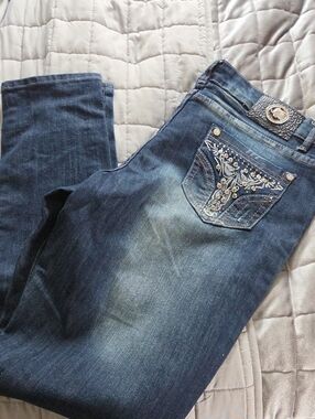 Blue Republic Embellished Blue Straight Leg Jeans